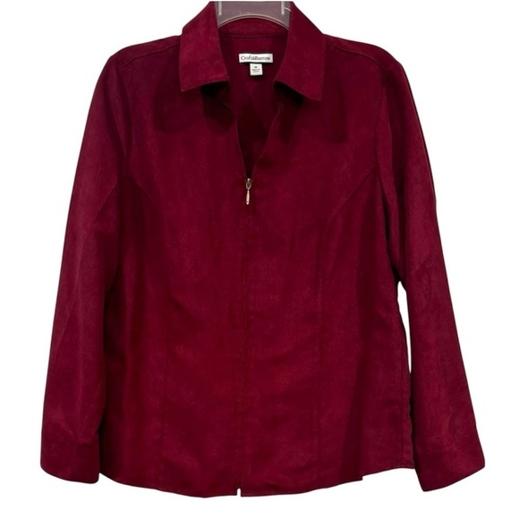 croft & barrow Women’s Blouse Long Sleeve Zip Up Shirt Blouse Burgundy Size M - Picture 1 of 11